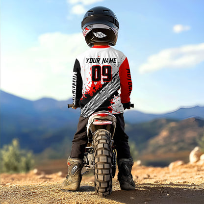 Red Motocross Shirts Racing UPF30+Custom Dirt Bike Jersey Off-Road Shirt Kid Men Women DNT73