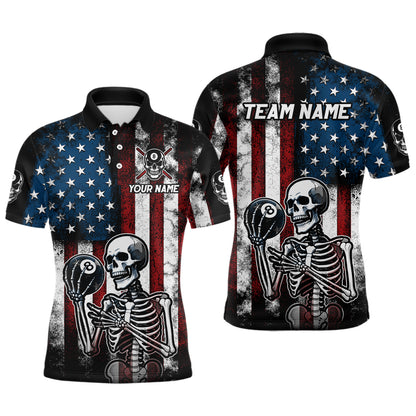 Custom US Skull 8 Ball Billiard Shirts for Men Billiard Team Shirts Billiard League Polo & 1/4 Zipper NNT86