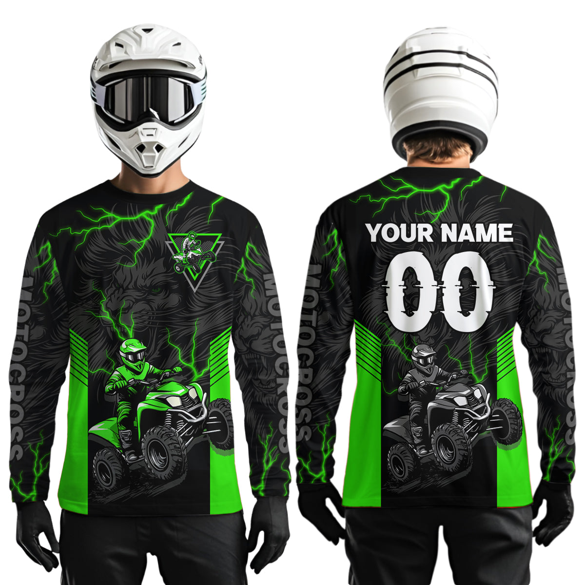 Custom Green Lion ATV Motocross Jersey Racing Shirts Off-Road Jersey Kid Men Women UPF30+ DNT24