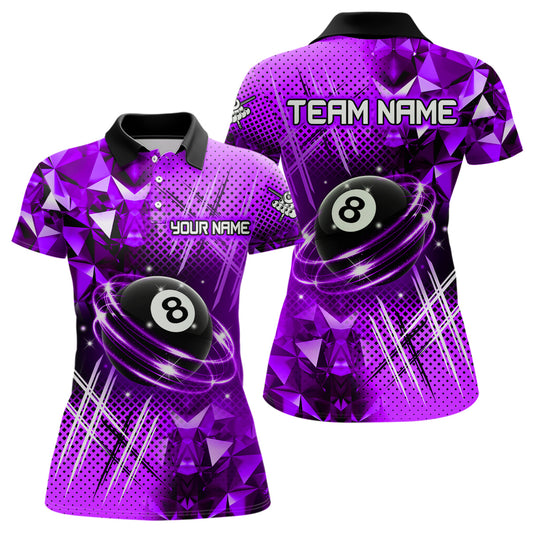 Purple Billiard Shirt 8 Ball Billiard Jersey for Women Billiard Gifts for Women Polo & 1/4 Zip NNT25