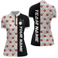 Load image into Gallery viewer, White Bowling Pattern Custom Women Bowling Polo &amp; Quarter-Zip Shirts Bowling Team Jerseys HNT45
