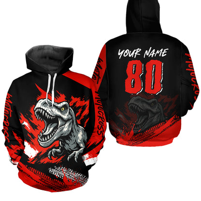 Custom Youth Dinosaur Motocross Hoodie Off-Road Quad Bike Hoodie for Kid Men Women HOT09