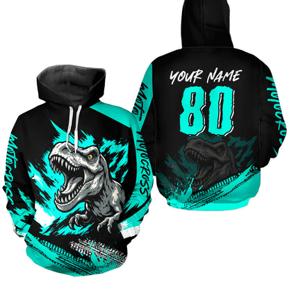 Custom Youth Dinosaur Motocross Hoodie Off-Road Quad Bike Hoodie for Kid Men Women HOT09
