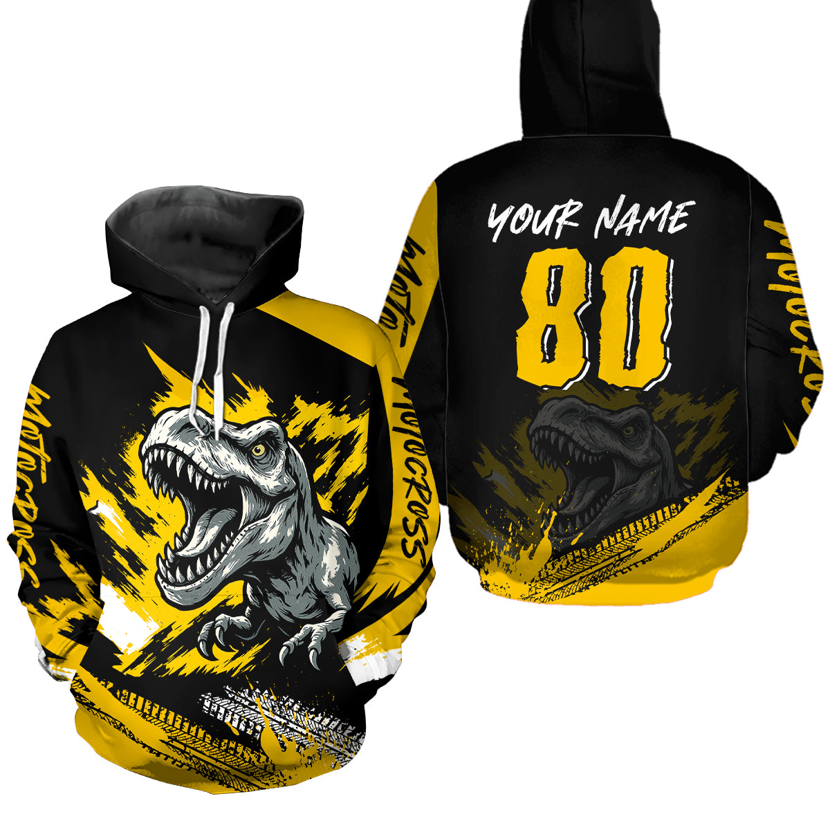 Custom Youth Dinosaur Motocross Hoodie Off-Road Quad Bike Hoodie for Kid Men Women HOT09