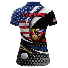 Load image into Gallery viewer, Custom US Flag 8 Ball Billiard Shirts for Women Billiard Team Shirts Billiard League Polo &amp; 1/4 Zipper NNT83