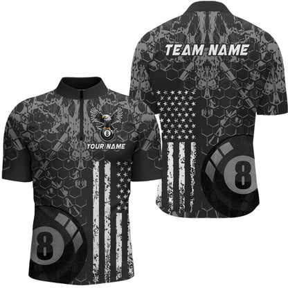 US Flag Eagle Billiard Jerseys 8 Ball Pool Billiard for Men Billiard Shirts Polo & 1/4 Zip NNT04