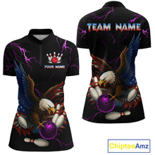 Load image into Gallery viewer, Purple Thunder US Flag Eagle Bowling Shirts for Women Team Bowling Polo &amp; Quarter-Zip HNT96