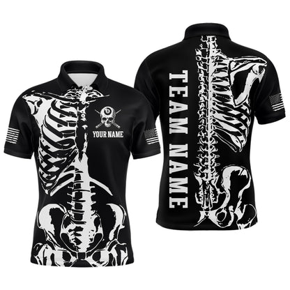 Custom Skull Bone 8 Ball Billiard Shirts for Men Billiard Team Jerseys Polo & 1/4 Zip Shirts NNT47