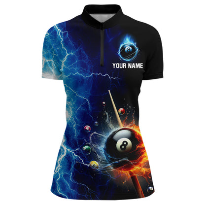 Custom Skull Thunder Billiard Shirts for Women Billiard Team Jerseys Polo & 1/4 Zip Shirts NNT44