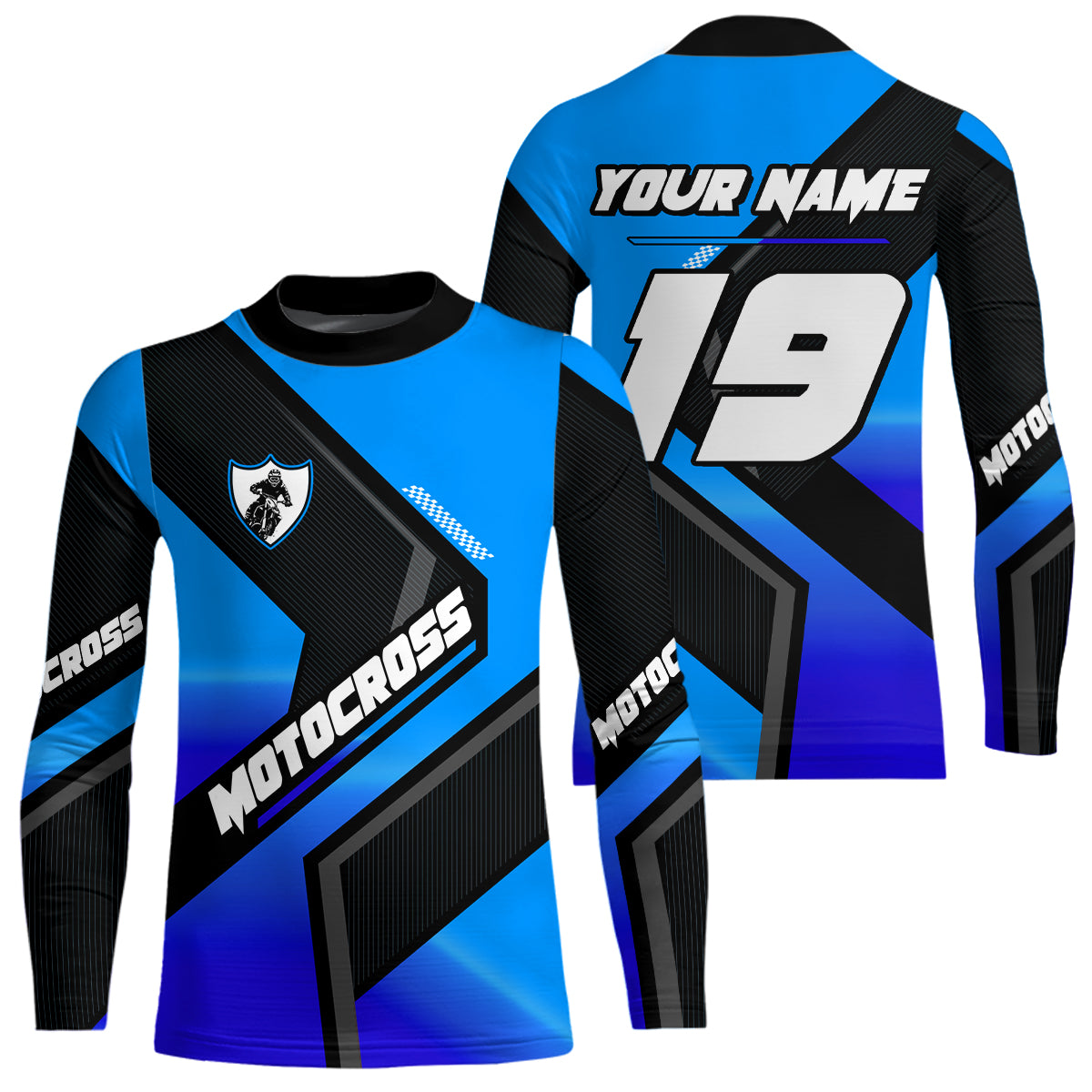 Blue Motocross Shirts UPF30+Custom Dirt Bike Jersey Off-Road Shirt Kid Men Women DNT57