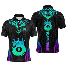 Load image into Gallery viewer, Custom Black Neon 8 Ball Crown Billiard Shirts for Men and Team Polo &amp; 1/4 Zip Shirts NNT48