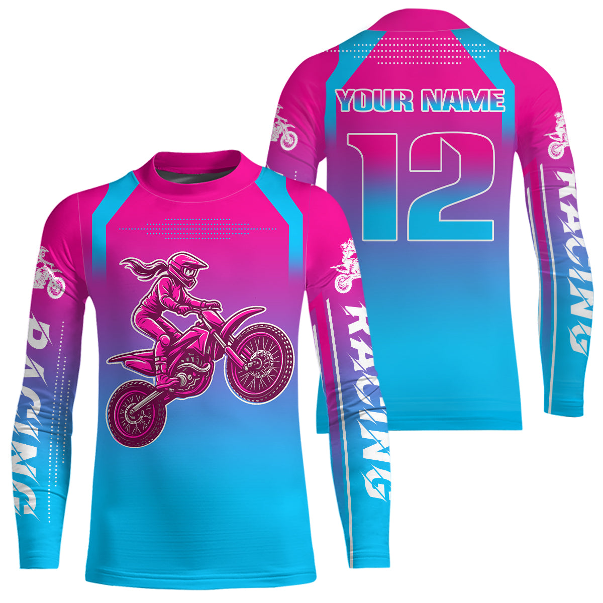 Girl Racing Jersey UPF30+ Youth MX Racing Dirt Bike Off-Road Shirt Biker Girl Women DNT67
