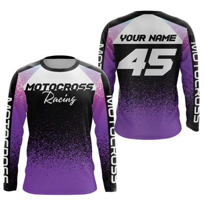 Custom Purple Motocross Shirts Kid Adult Motocross MX Off-Road Motocycle Shirt UPF30+ DNT63