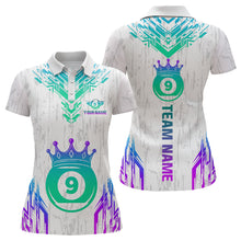 Load image into Gallery viewer, Custom White 9 Ball Crown Neon Billiard Shirts for Women Billiard Team Shirts Billiard League NNT74