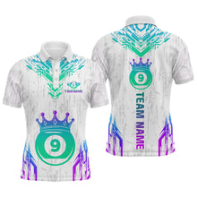 Load image into Gallery viewer, Custom White 9 Ball Crown Neon Billiard Shirts for Men Billiard Team Shirts Billiard League NNT74