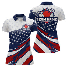 Load image into Gallery viewer, American Flag Bowling Custom Women Bowling Shirt Polo &amp; Quarter-Zip Bowling Team Jerseys HNT50