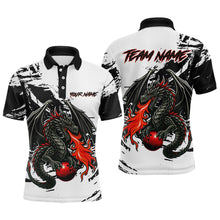 Load image into Gallery viewer, Custom Black Dragon Flame Bowling Men Shirts Bowling Gifts Polo &amp; 1/4 Zip Bowling Team Jerseys HNT100
