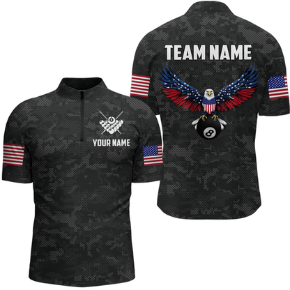 Billiard Shirt for Men US Flag Eagle Billiard Jersey 8 Ball Billiard for Men Team Shirt NNT24