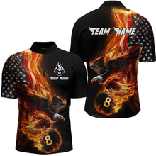 Load image into Gallery viewer, Custom Flaming US Flag Eagle Billiard Jersey for Men Billiard Shirt Billiard Gifts Polo &amp; 1/4 Zip NNT58