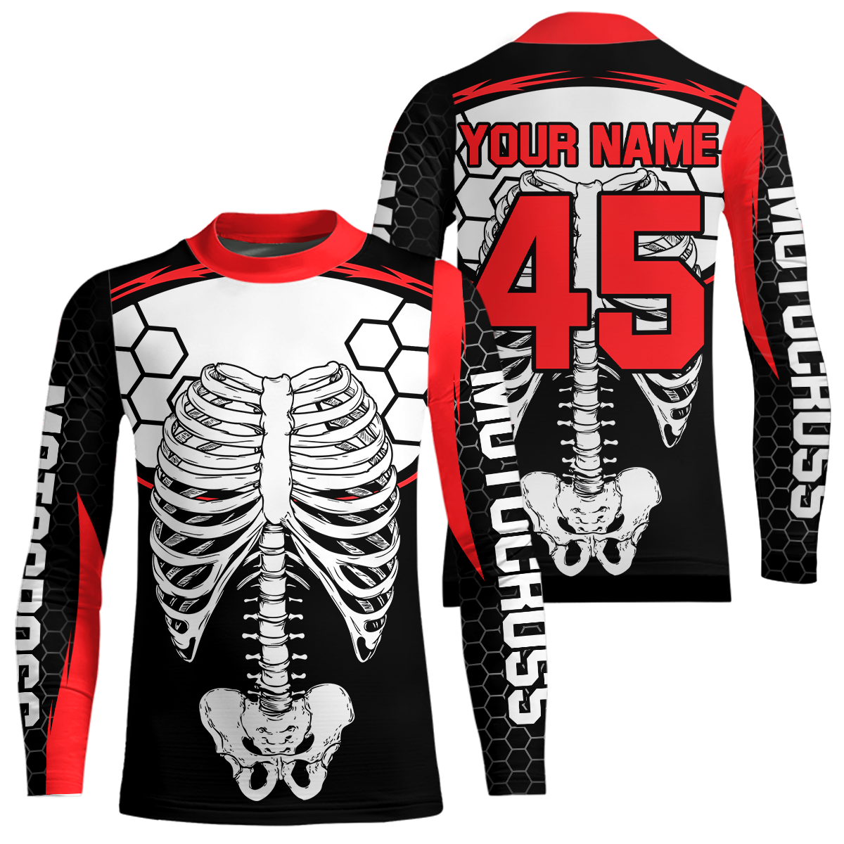 Red Bone Motocross Racing Jersey UPF30+ MX Racing Dirt Bike Jersey Kid Men Women DNT01