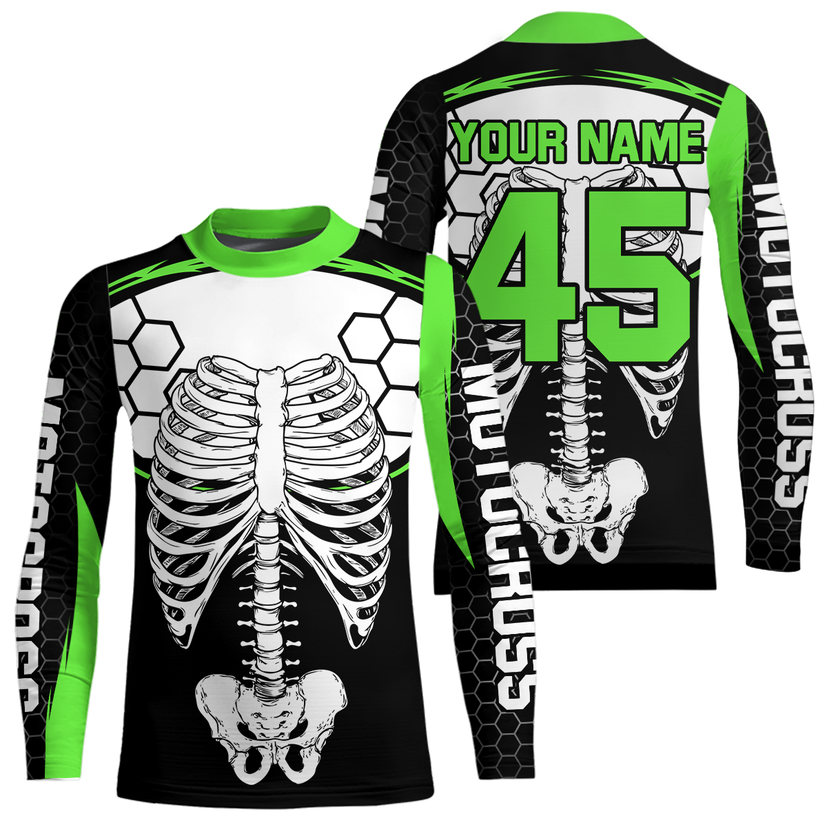 Green Bone Motocross Racing Jersey UPF30+ MX Racing Dirt Bike Jersey Kid Men Women DNT01