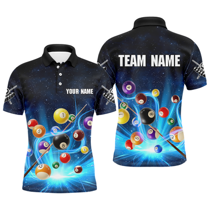 Custom Galaxy 8 Ball Billiard Shirts for Men Billiard Team Shirts Billiard League Polo & 1/4 Zipper NNT85