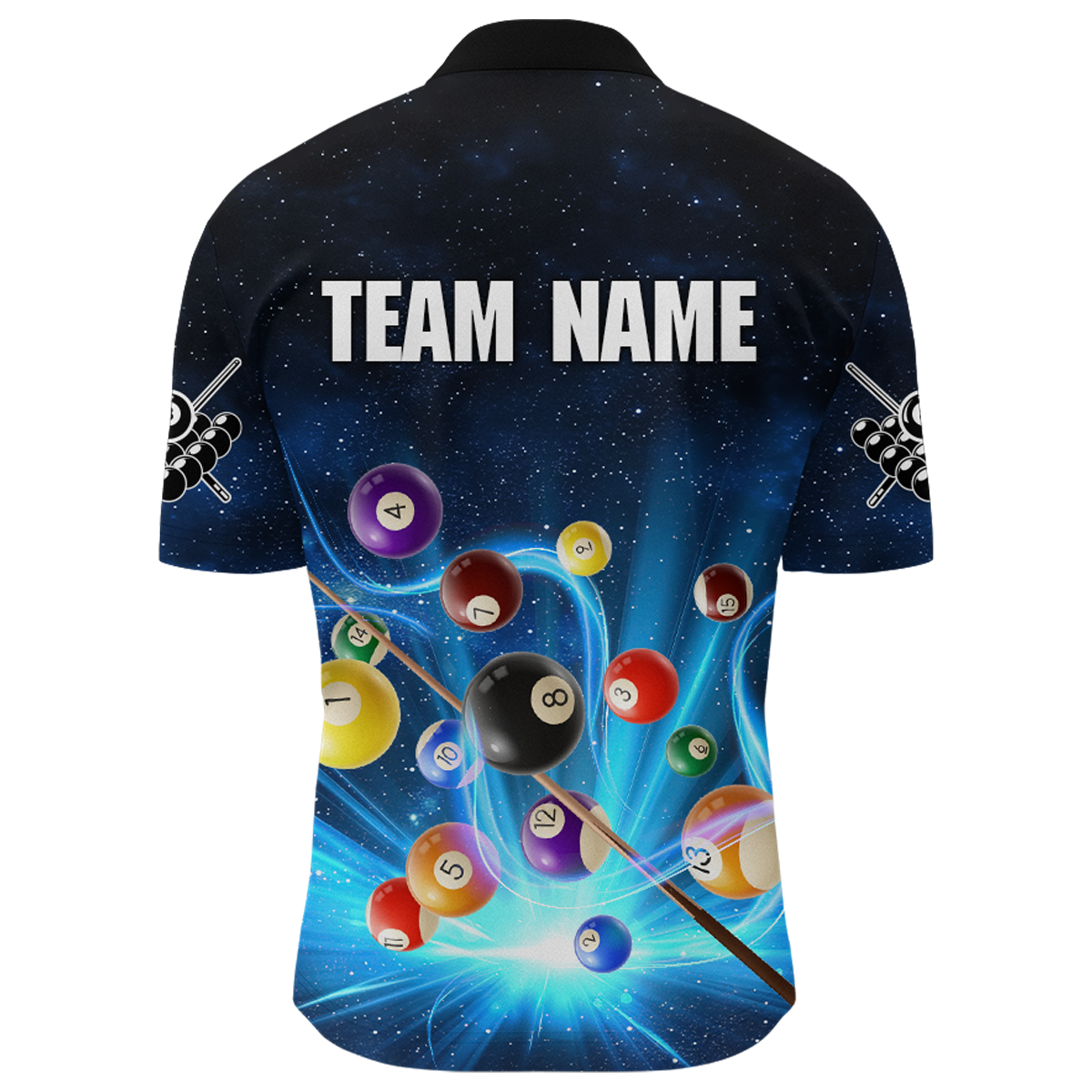 Custom Galaxy 8 Ball Billiard Shirts for Men Billiard Team Shirts Billiard League Polo & 1/4 Zipper NNT85