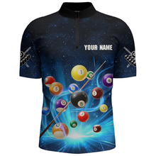 Load image into Gallery viewer, Custom Galaxy 8 Ball Billiard Shirts for Men Billiard Team Shirts Billiard League Polo &amp; 1/4 Zipper NNT85