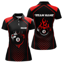 Load image into Gallery viewer, Customized Red 8 Ball Pool Crown Women's Billiard Shirts, Billiard Team Shirts Polo &amp; 1/4 Zip Shirts NNT37