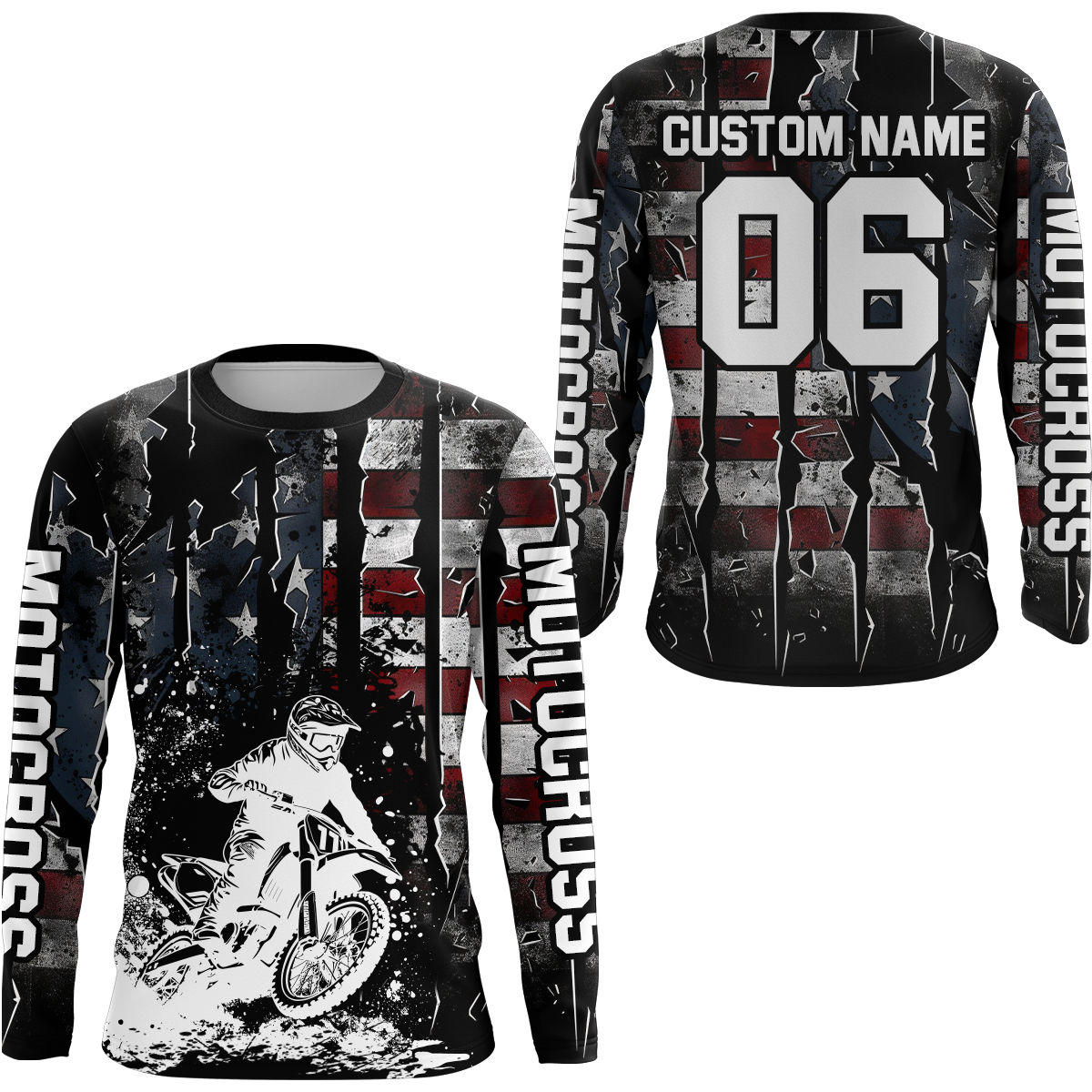 US Flag Motocross Racing Extreme Jersey Kid Men Women UPF30+Youth Motorcycle Shirt DNT88