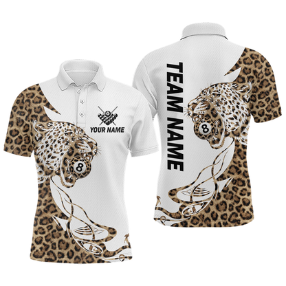 Personalized Leopard 8 Ball Billiard Shirts for Men Billiard Team Jersey Polo & 1/4 Zip Shirts NNT66