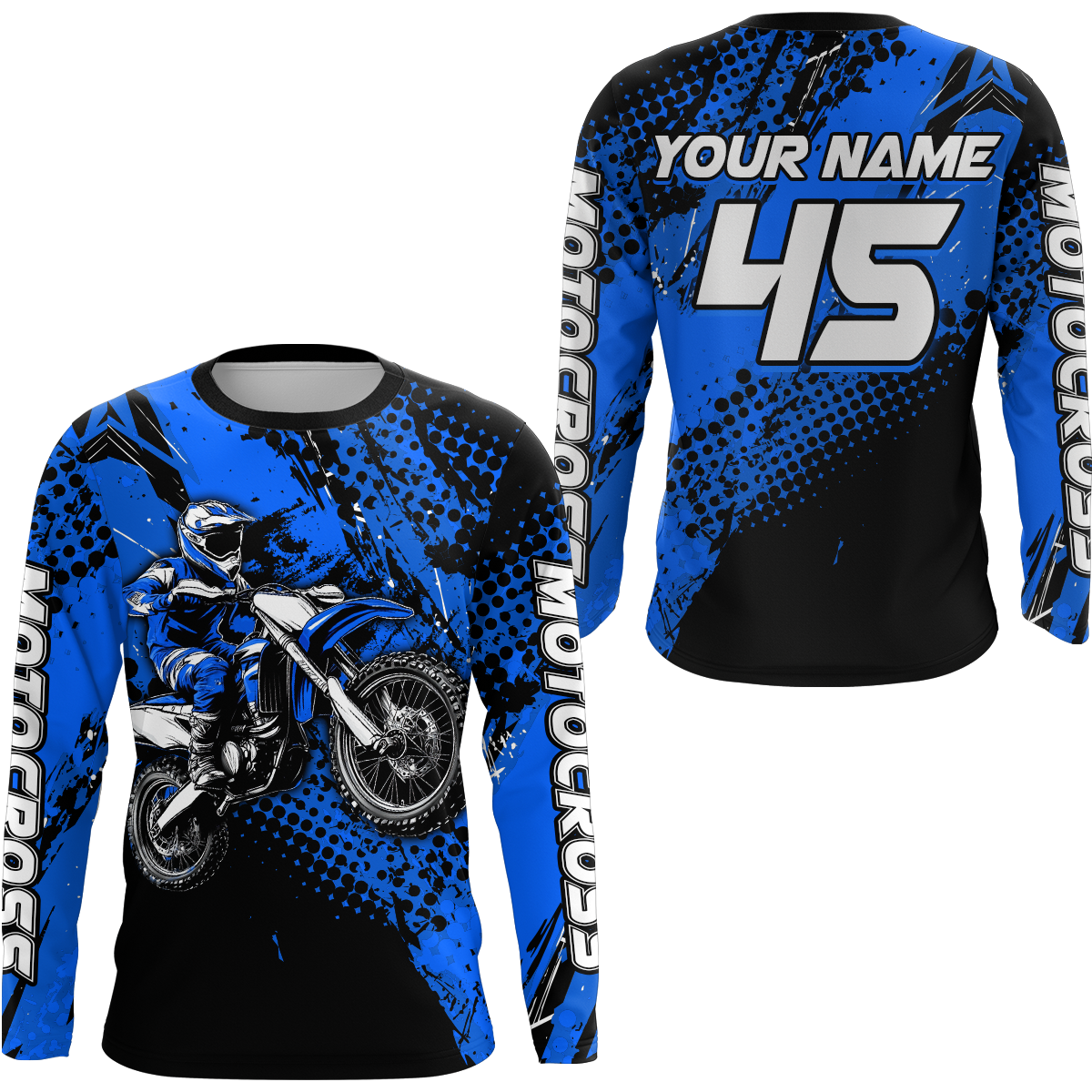 Blue Youth Motocross Shirts Custom Racing Dirt Bike Jersey Kid Men Women UPF30+ DNT18