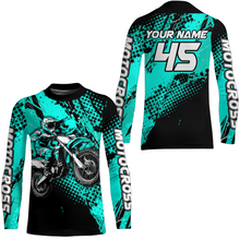 Load image into Gallery viewer, Turquoise Youth Motocross Shirts Custom Racing Dirt Bike Jersey Kid Men Women UPF30+ DNT18
