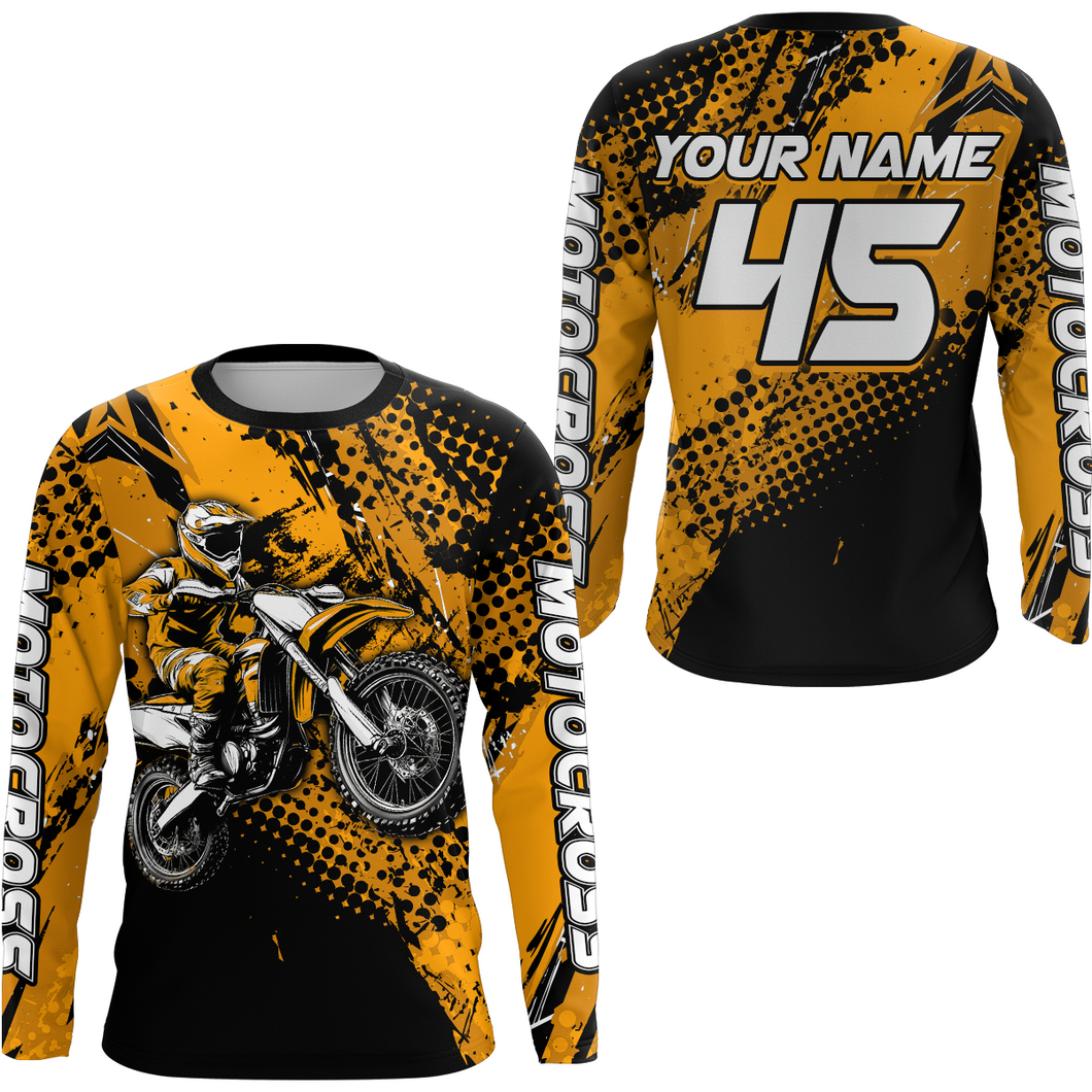 Orange Youth Motocross Shirts Custom Racing Dirt Bike Jersey Kid Men Women UPF30+ DNT18