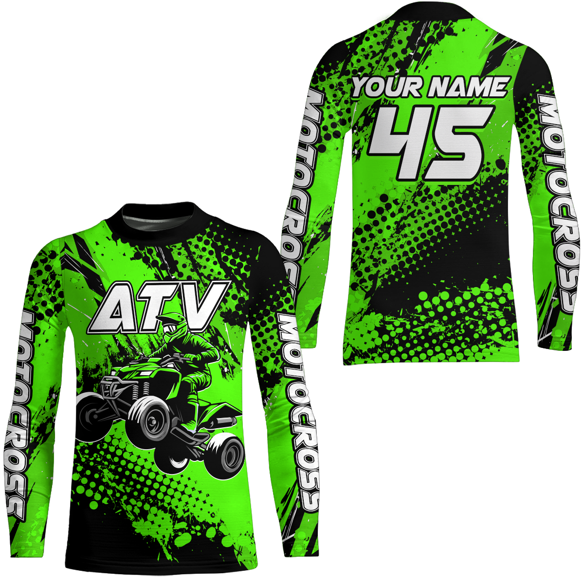 Custom Green ATV Motocross Racing Jersey Kid Adult Quad Bike Jersey Off-Road Shirt UPF30+ ATV Shirt DNT12