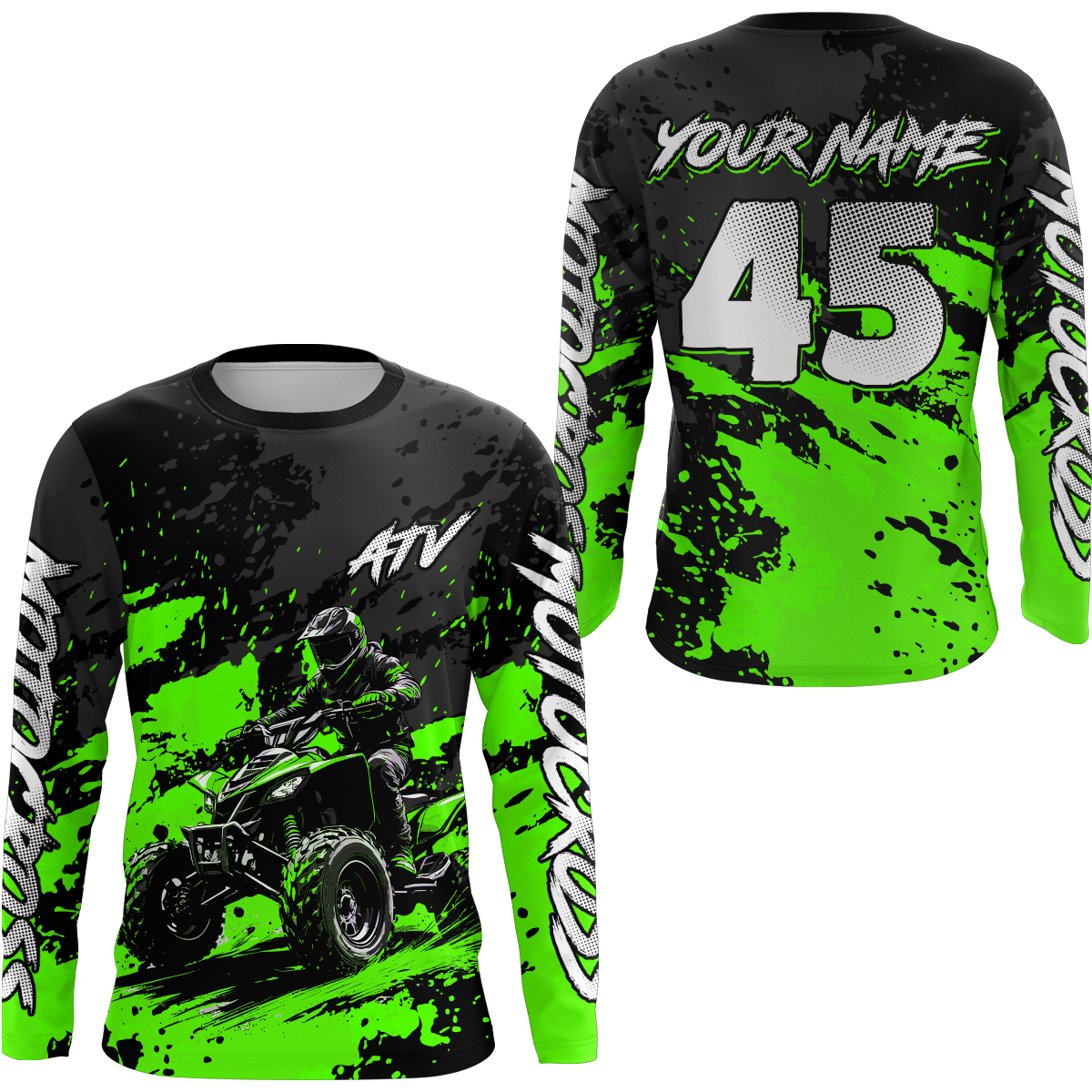 Custom Green ATV Motocross Jersey Racing Shirts Off-Road Jersey Kid Men Women UPF30+ DNT23