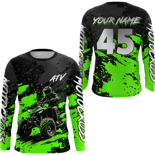 Custom Green ATV Motocross Jersey Racing Shirts Off-Road Jersey Kid Men Women UPF30+ DNT23