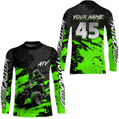 Custom Green ATV Motocross Jersey Racing Shirts Off-Road Jersey Kid Men Women UPF30+ DNT23