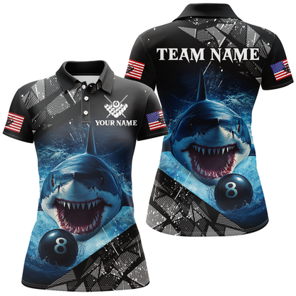 Funny Blue Shark Ball Pool Billiard for Women Billiard Shirts Polo & 1/4 Zip Shirt Team NNT18