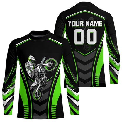 Green Youth Dirt Bike Jersey MX Off-Road Motocross Shirt Racing Shirt Kid Men Women DNT55
