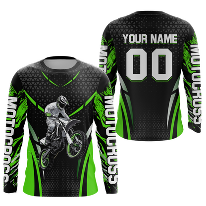 Green Motocross Jersey UPF30+ Youth Motorcycle Shirt Dirt Bike Jersey Kid Men Women DNT53