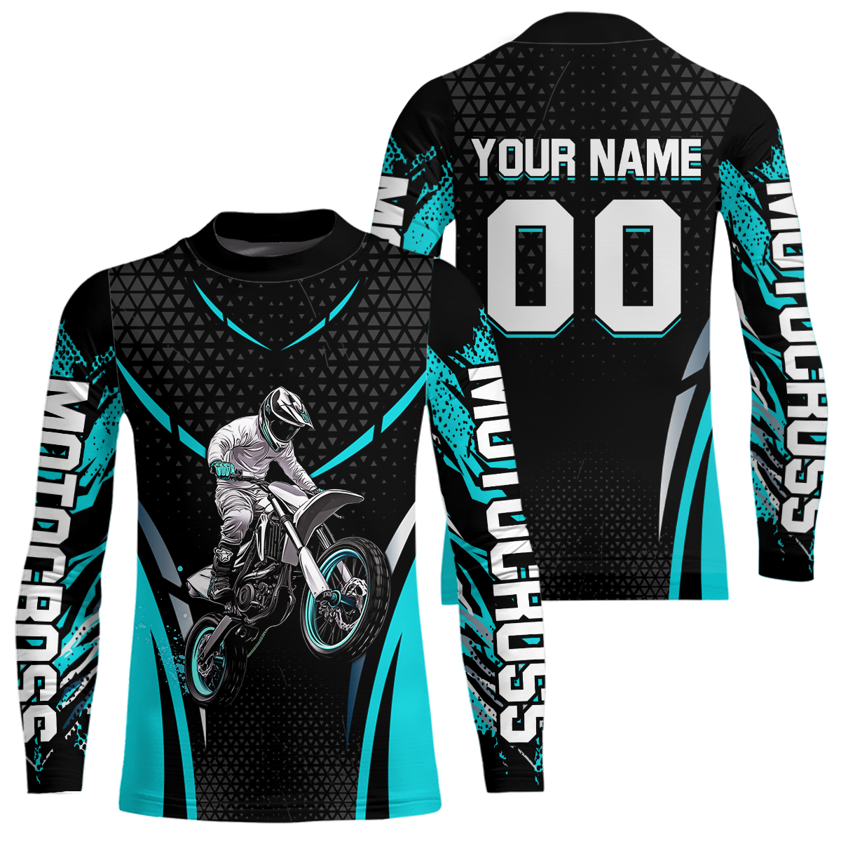 Turquoise Motocross Jersey UPF30+ Youth Motorcycle Shirt Dirt Bike Jersey Kid Men Women DNT53