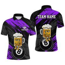 Load image into Gallery viewer, Custom Purple Funny Beer 8 Ball Billiard Shirts for Men Billiard Team Shirts Polo &amp; 1/4 Zip NNT78