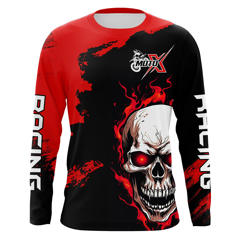Motocross Jersey Upf30+ Custom Dirt Bike Jersey Mens Women Skull Off-Road Jersey Adult&Kid| CTP51