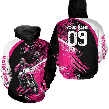 Adult&Kid Custom Motocross Jersey Pink UPF30+ MX Racing Biker Off-road Dirt Bike Racewear| CTP31