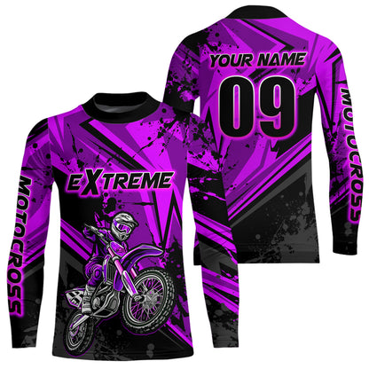 Custom Dirt Bike Jersey Purple Motocross Jersey Upf30+ Mens Women Extreme Racing Shirt| CTP29