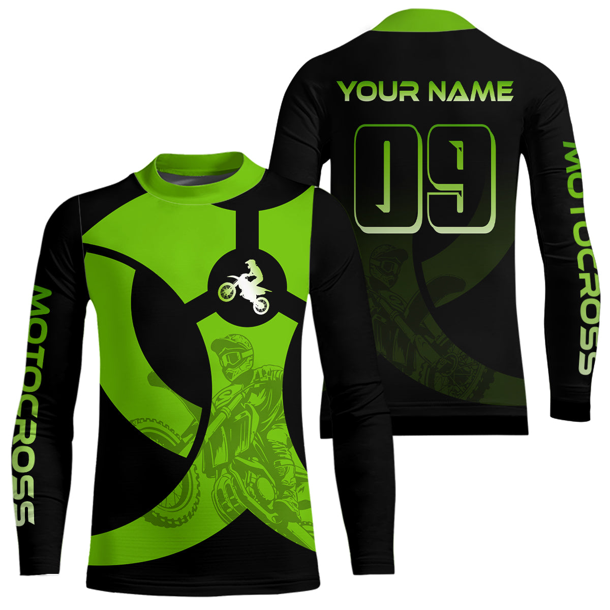 Custom Green Dirt Bike Jersey Motocross Jersey Upf30+ Mens Women Off-Road Shirt| CTP85