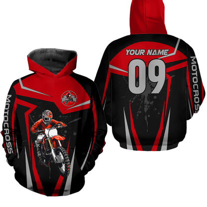 Adult&Kid Red Custom Dirt Bike Jersey Motocross Jersey Upf30+ Motocross Shirt| CTP74
