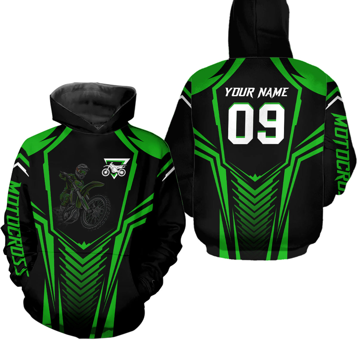 Adult&Kid Custom Motocross Jersey Green UPF30+ MX Racing Biker Off-road Dirt Bike Racewear| CTP49