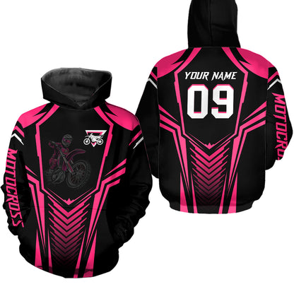 Adult&Kid Custom Motocross Jersey Pink UPF30+ MX Racing Biker Off-road Dirt Bike Racewear| CTP49